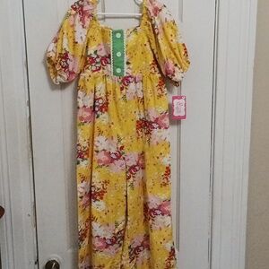 Floral Yellow Dress with Puff Sleeves